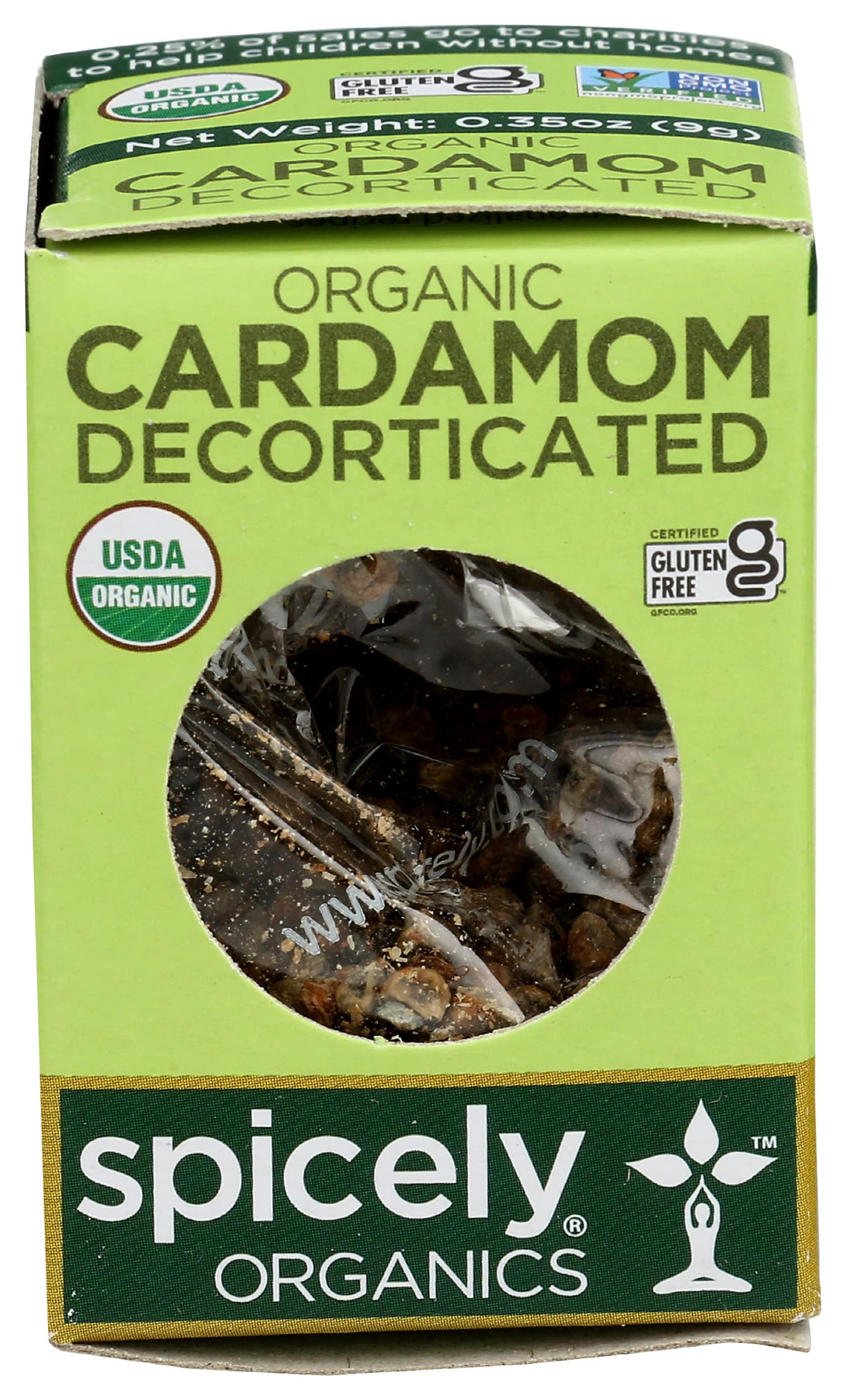 Spicely Organic Cardamom Decorticated 0.35 Ounce Ecobox Certified Gluten Free