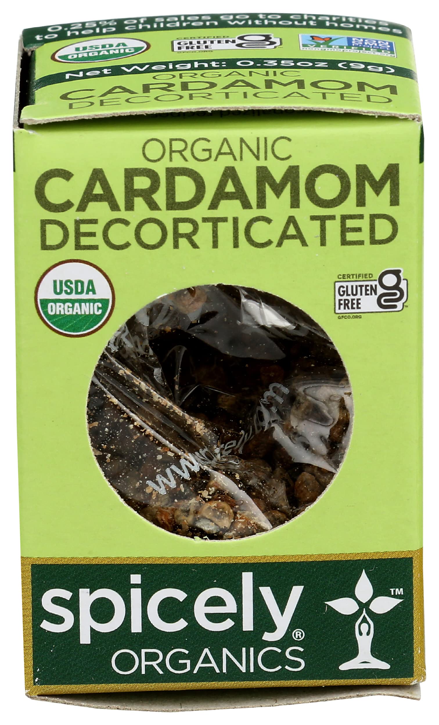 Spicely Organic Cardamom Decorticated 0.35 Ounce Ecobox Certified Gluten Free