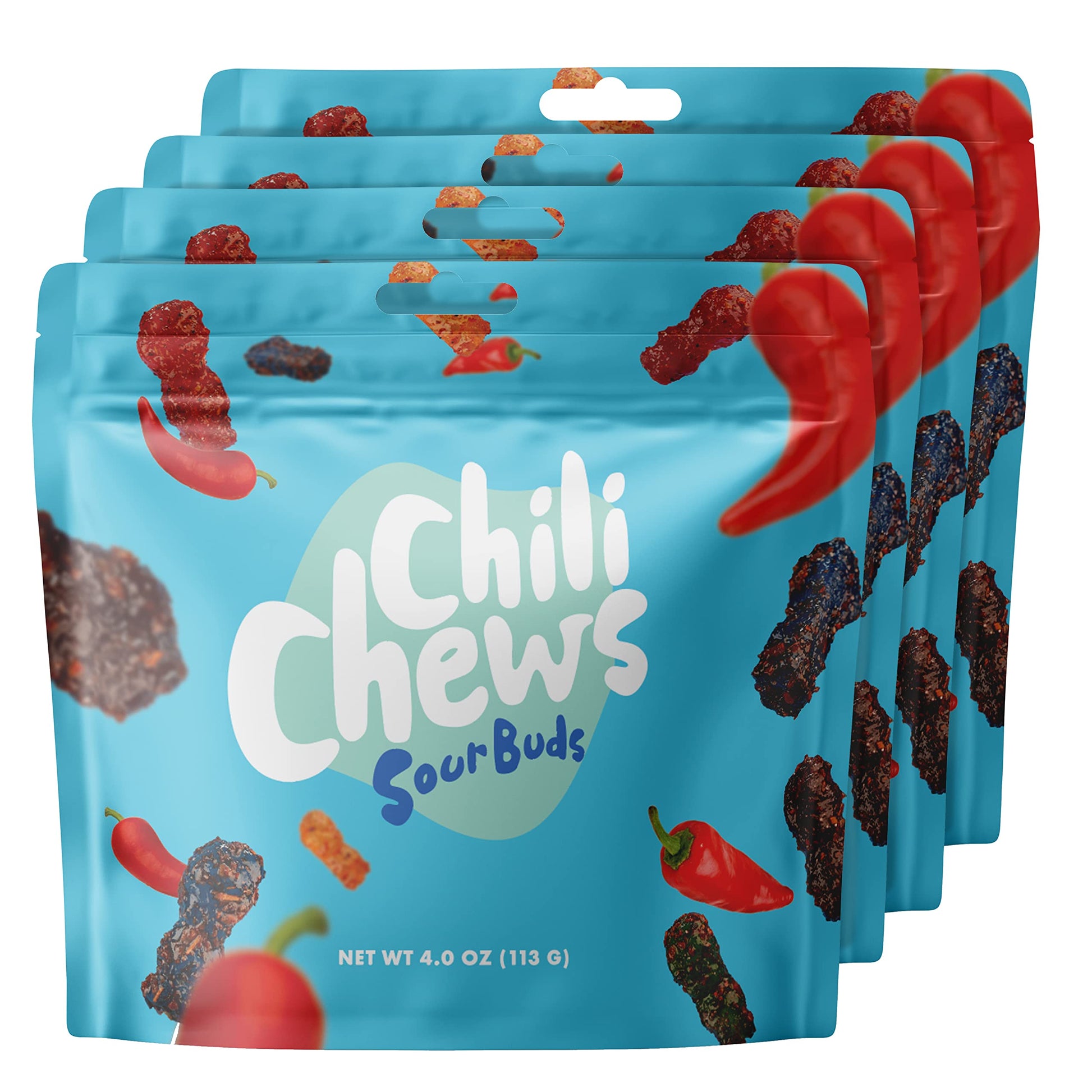 Chili Chews Sweet & Spicy Candy Bites, 4 Ounce (Pack of 4), Multicolor Gummy Snacks for All Ages
