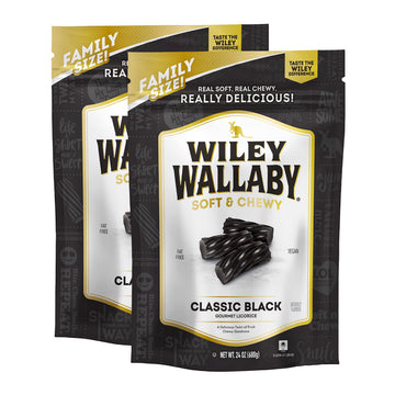 Wiley Wallaby Licorice 24 Ounce Classic Gourmet Soft & Chewy Australian Black Licorice Candy Twists, 2 Pack