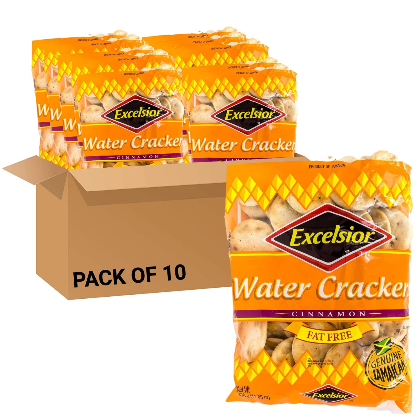 EXCELSIOR Cinnamon Water Crackers, 10.57 oz, Pack of 10, Model 514552