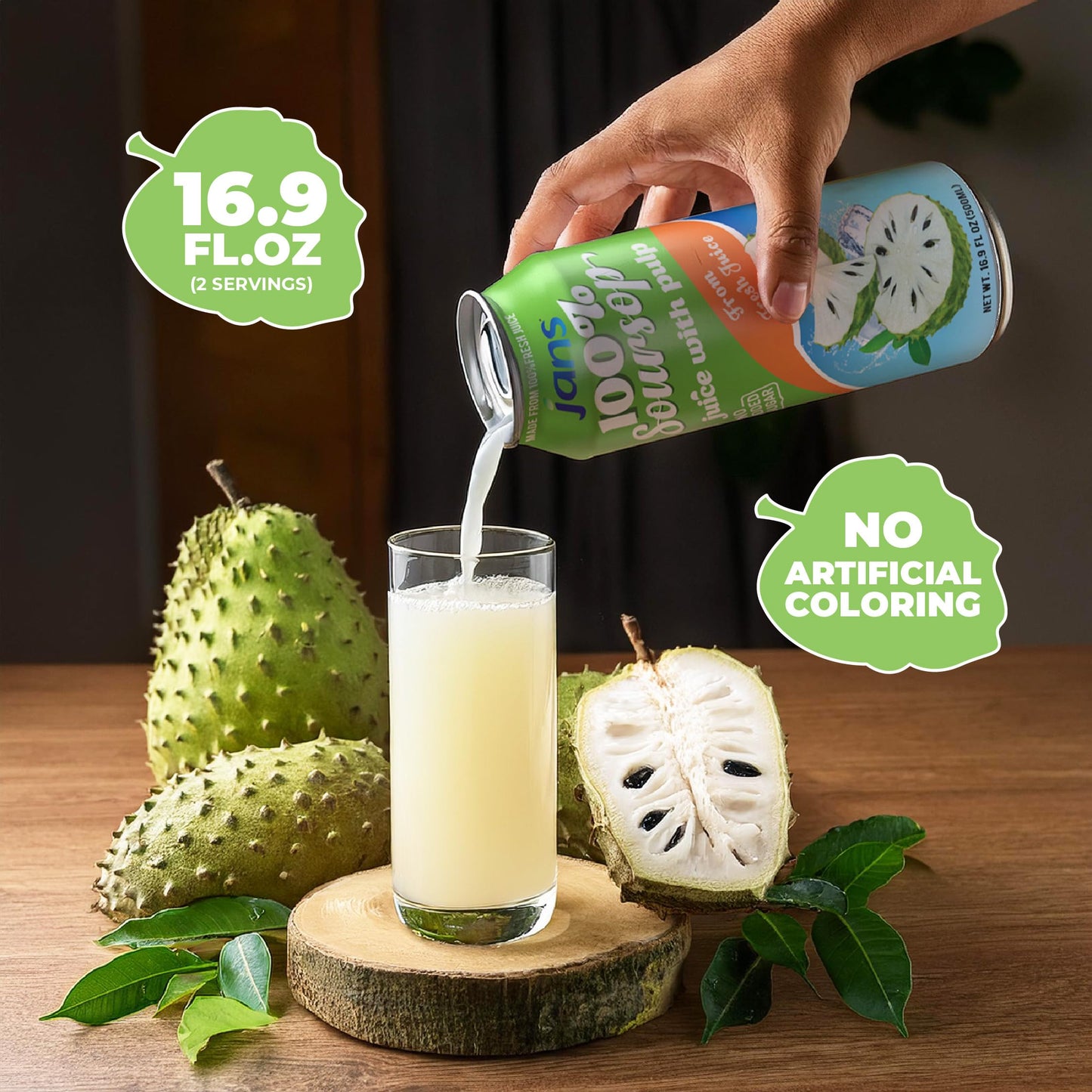Soursop Juice with Pulp (Guanabana), 16.9 oz (Pack of 12) JANS | 100% Pure Soursop Graviola | NO Sugar Added, NOT From Concentra