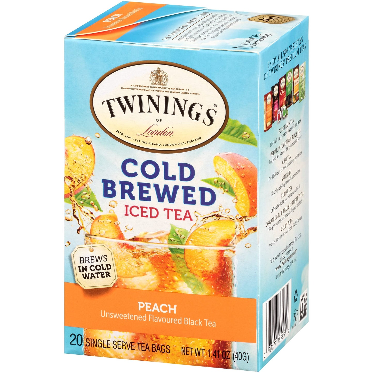 Twinings Peach Cold Brewed Iced Tea, 20 Count Box (Pack Of 2)