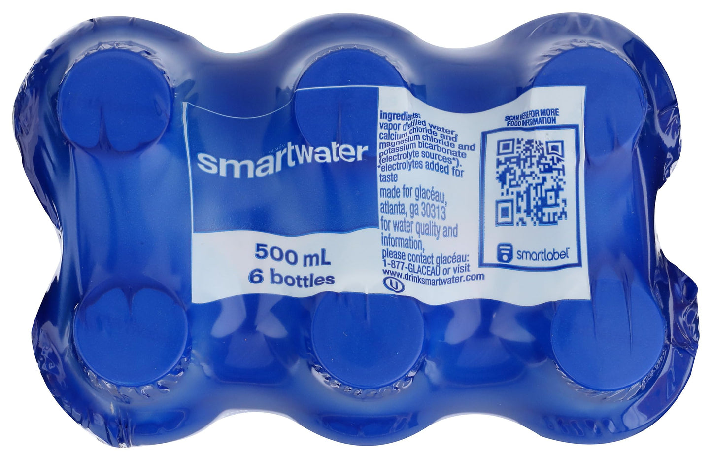 Glaceau, Water Smartwater, 16.9 Fl Oz, 6 Pack