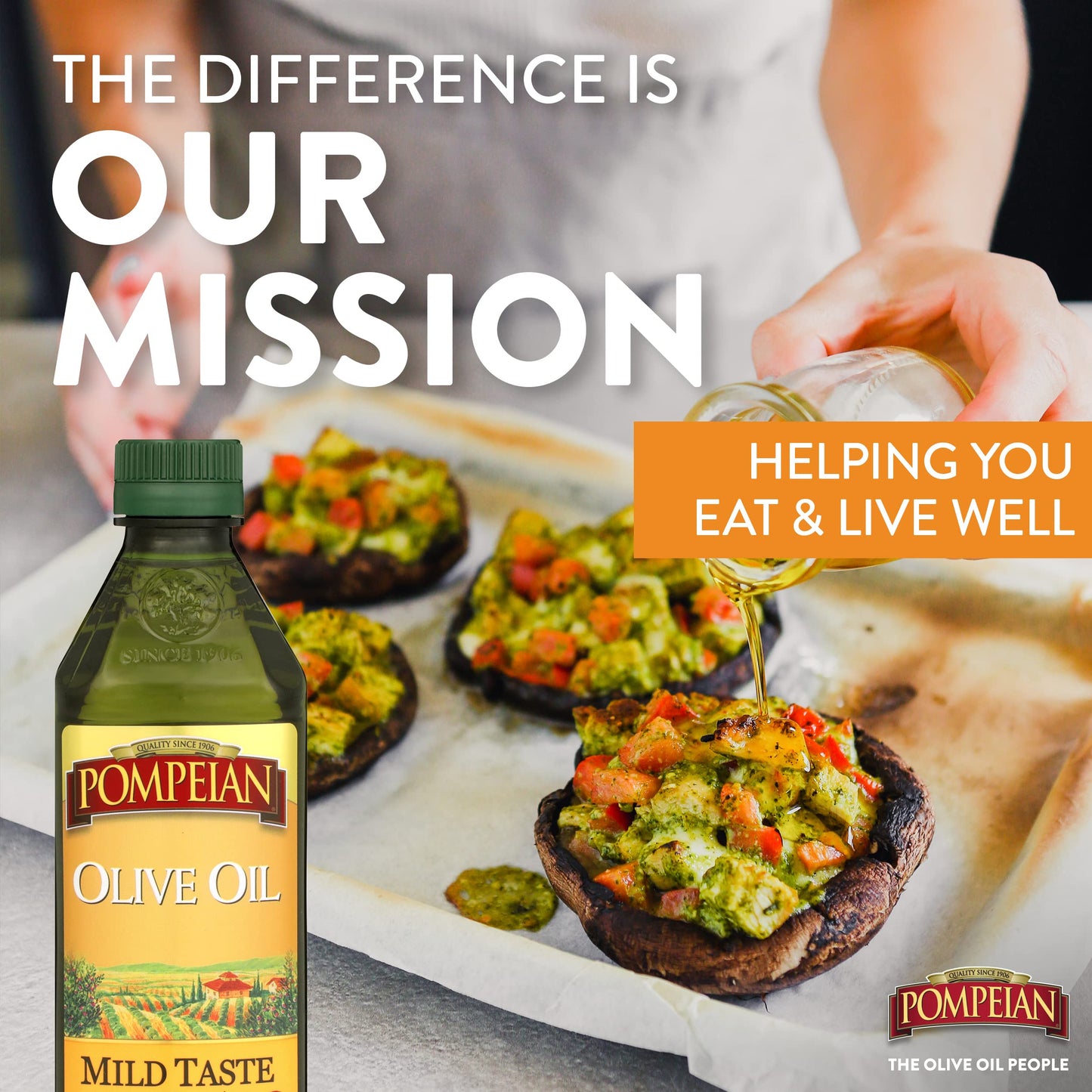 Pompeian Mild Taste Olive Oil, Perfect For Roasting & Sauteing, Naturally Gluten Free, Non-Allergenic, Non-Gmo, 16 Fl. Oz.