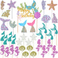 Wootkey Glitter Mermaid Theme Birthday Cake Topper Under The Sea Party Supplies Cake Decoration Cupcake Toppers 36 Pcs Mermaid T