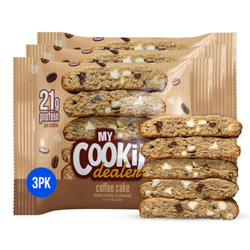 My Cookie Dealer Soft Baked Protein Cookies, Coffee Cake (3-Pack, 4Oz Cookie) - 21G Protein Per Cookie (Made With Raw Nutrition