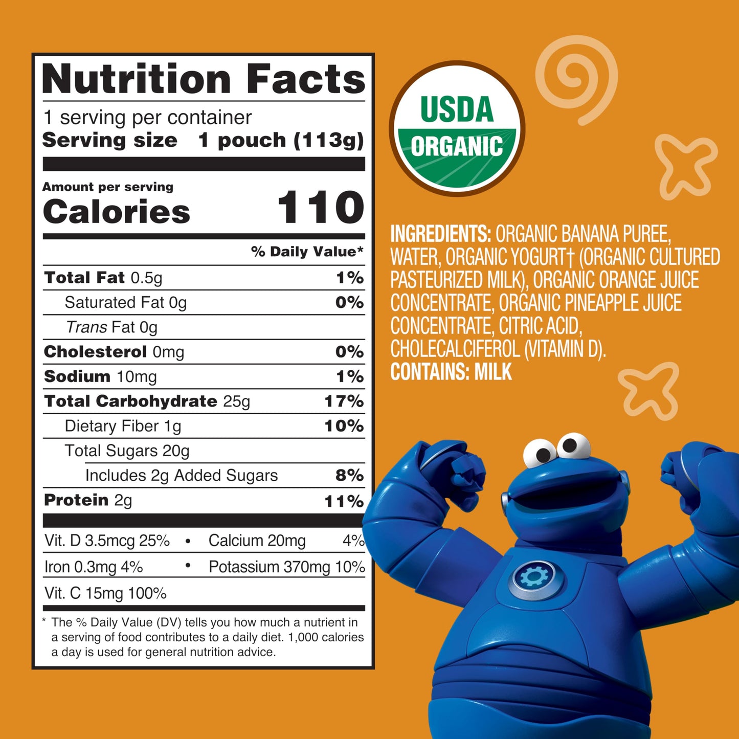 Earth s Best Organic Yogurt Smoothie Pouches, 24+ Months, Immune Support Fruit Yogurt Smoothie for Toddlers 24 Months and Up, B