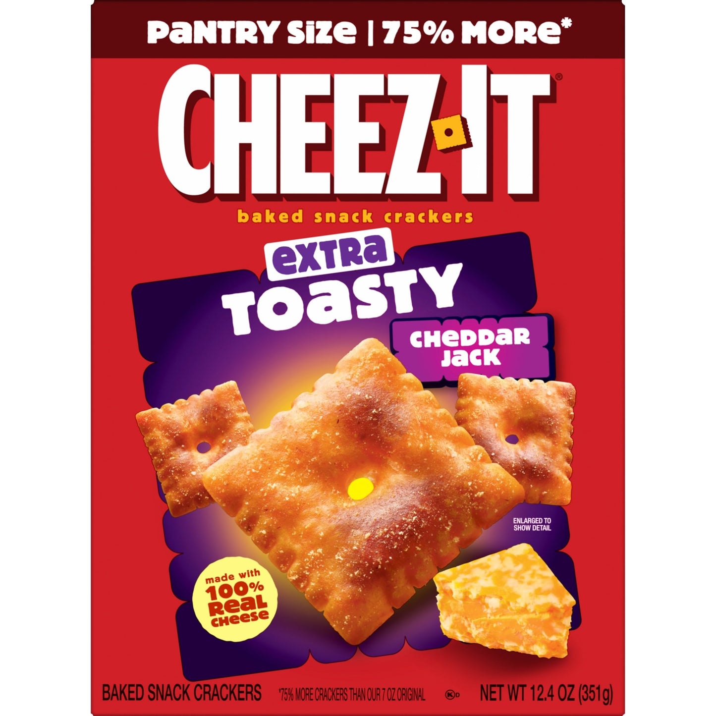 Cheez-It Cheese Crackers, Baked Snack Crackers, Kids Snacks, Extra Toasty Cheddar Jack, 12.4oz Box (1 Box)