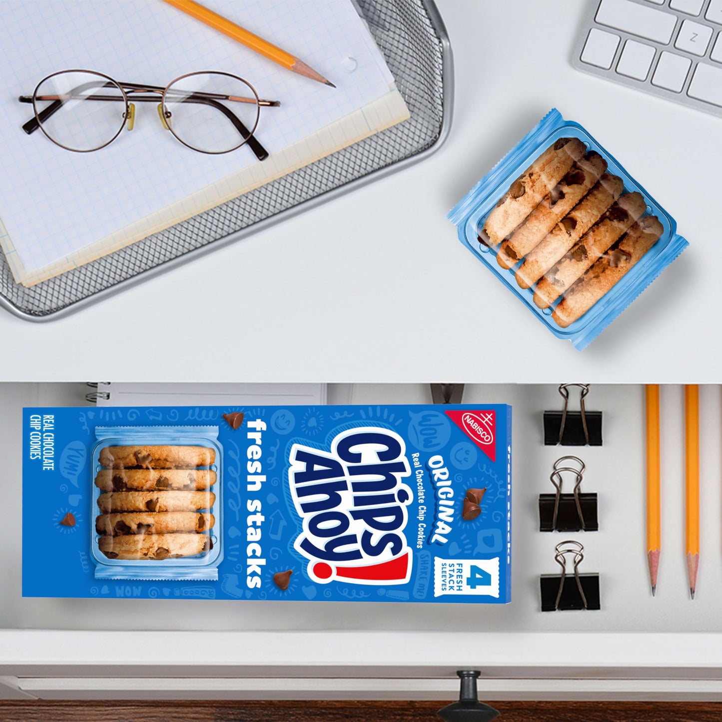 CHIPS AHOY! Fresh Stacks Original Chocolate Chip Cookies, Bulk Travel Snacks, 6 Boxes (24 Multi Snack Packs)