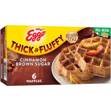 Eggo Thick And Fluffy Cinnamon Brown Sugar Waffles, Belgian Style, 11.6 Oz 6 Count (Frozen)
