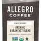 Allegro Coffee Organic Breakfast Blend Whole Bean Coffee, 12 oz
