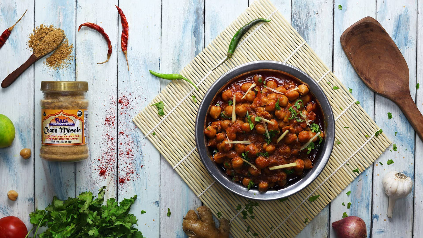 Rani Chana Masala (Garbanzo Curry 15-Spice Blend) 3.5Oz (100G) ~ All Natural | Vegan | No Colors | Gluten Friendly | Non-Gmo | Indian Origin