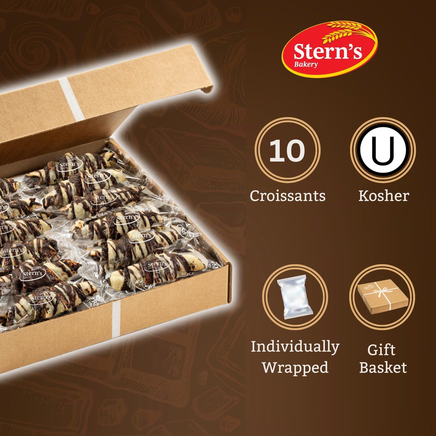 Diabetic Sugar Free Cookies By Sterns Bakery | [10 Count] Low Calorie Cookies Individually Wrapped | Sugar-Free Chocolate Pastri
