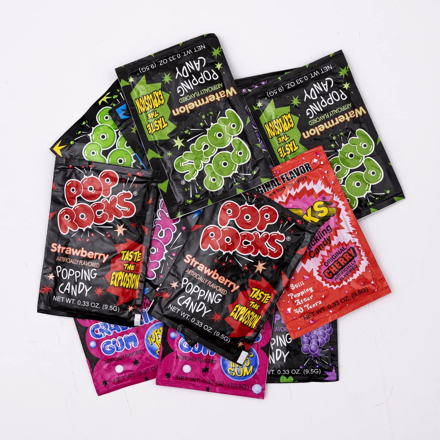 Munchbox Pop Rocks Candy - Bulk 108 Packets, 9 Assorted Flavors, Individually Wrapped, Blue, 108 Count