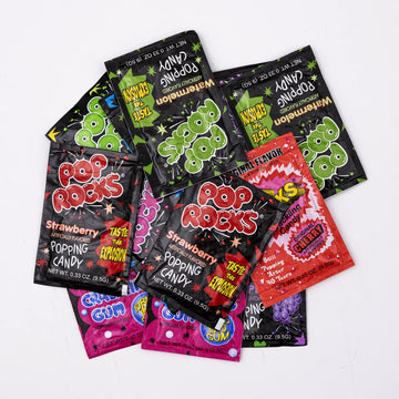 Munchbox Pop Rocks Candy - Bulk 108 Packets, 9 Assorted Flavors, Individually Wrapped, Blue, 108 Count