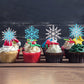 ZHUOWEISM 24 PCS Glitter Snowflake Cupcake Toppers Winter Wonderland Cake Decorations Small Silver Design 6