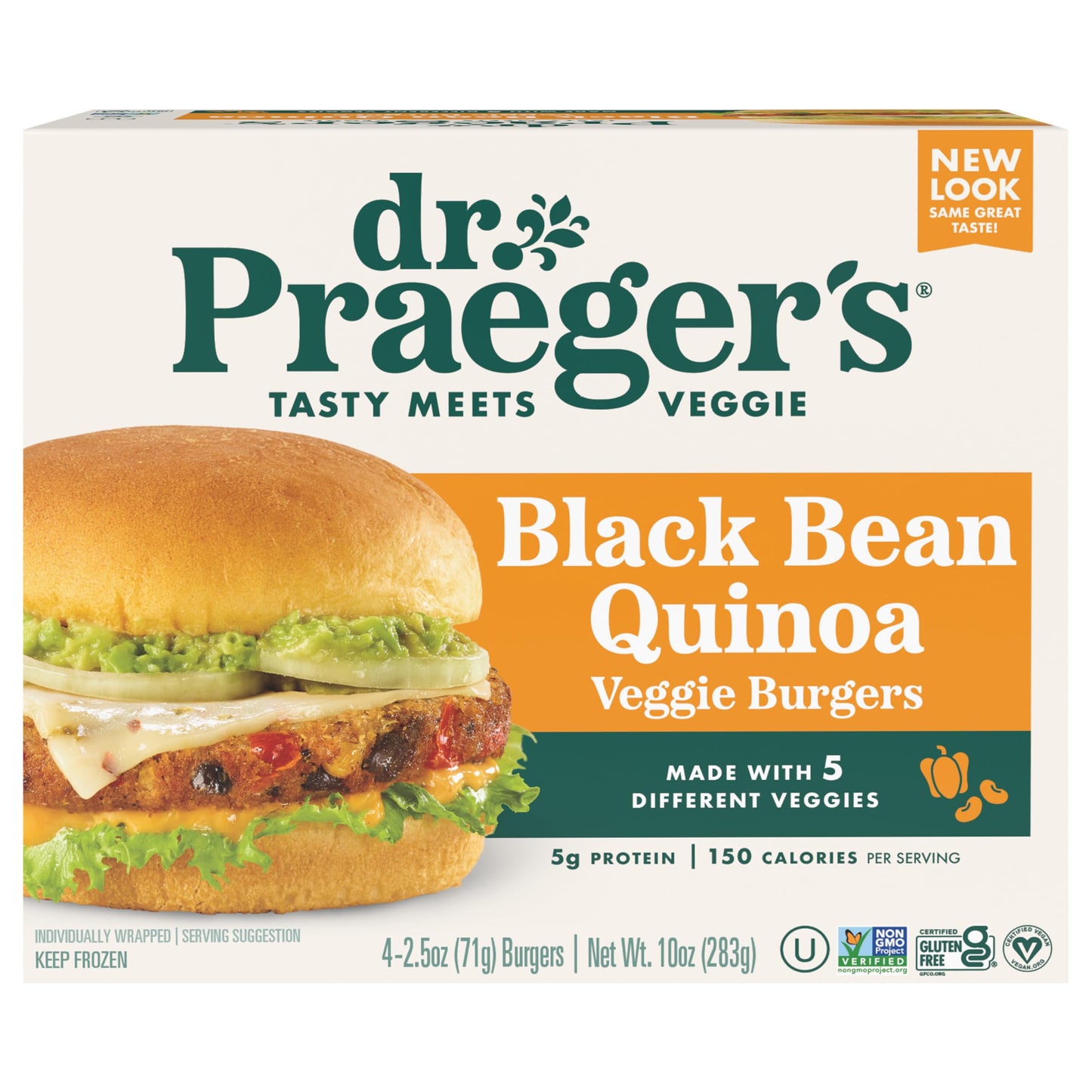 Dr. Praegers, Black Bean Quinoa Veggie Burgers, 2.5 Ounce, 4 Count