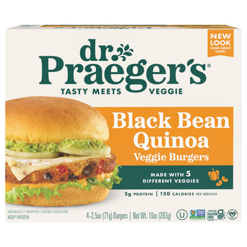 Dr. Praegers, Black Bean Quinoa Veggie Burgers, 2.5 Ounce, 4 Count
