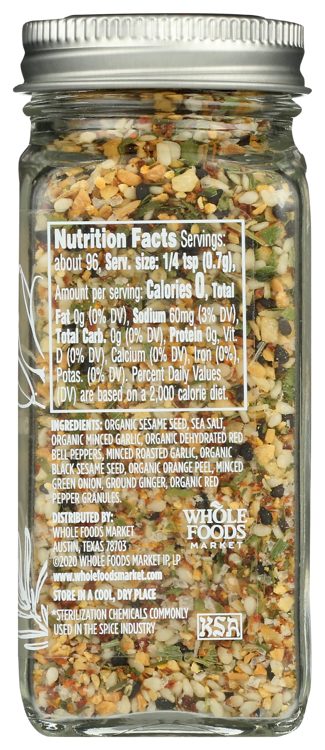 Whole Foods Market, Seasoning, Spicy Sesame Garlic Crunch, 2.36 Ounce