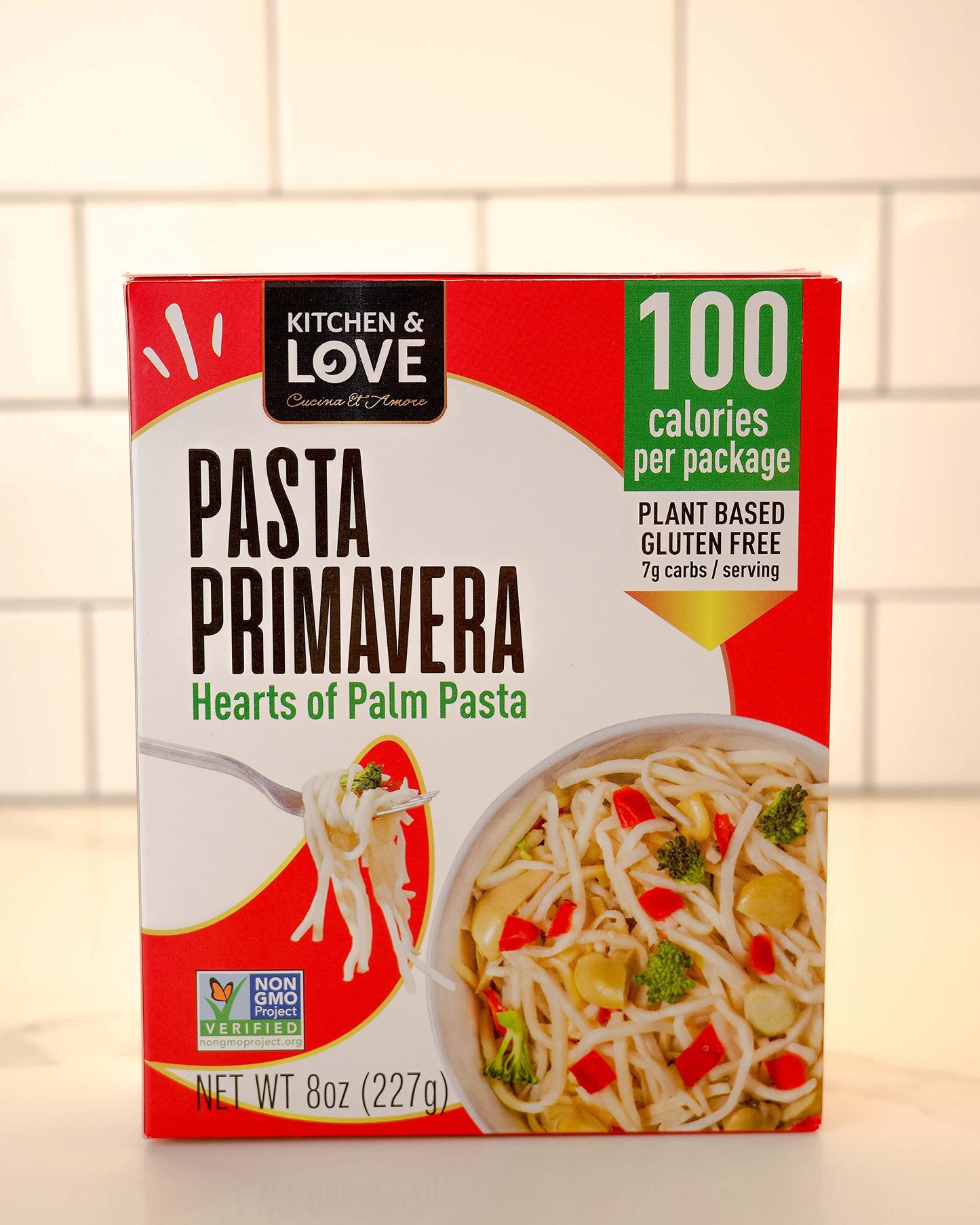 Kitchen & Love Hearts Of Palm Linguine With Vegetables, Low Carb, Low Calories, Plant Based, Non Gmo, Gluten Free Pasta Alternat