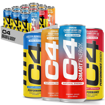 Cellucor C4 Performance Energy Drink Variety Pack | Zero Sugar | 150+200mg Caffeine | 12 Fl Oz (Pack of 12)