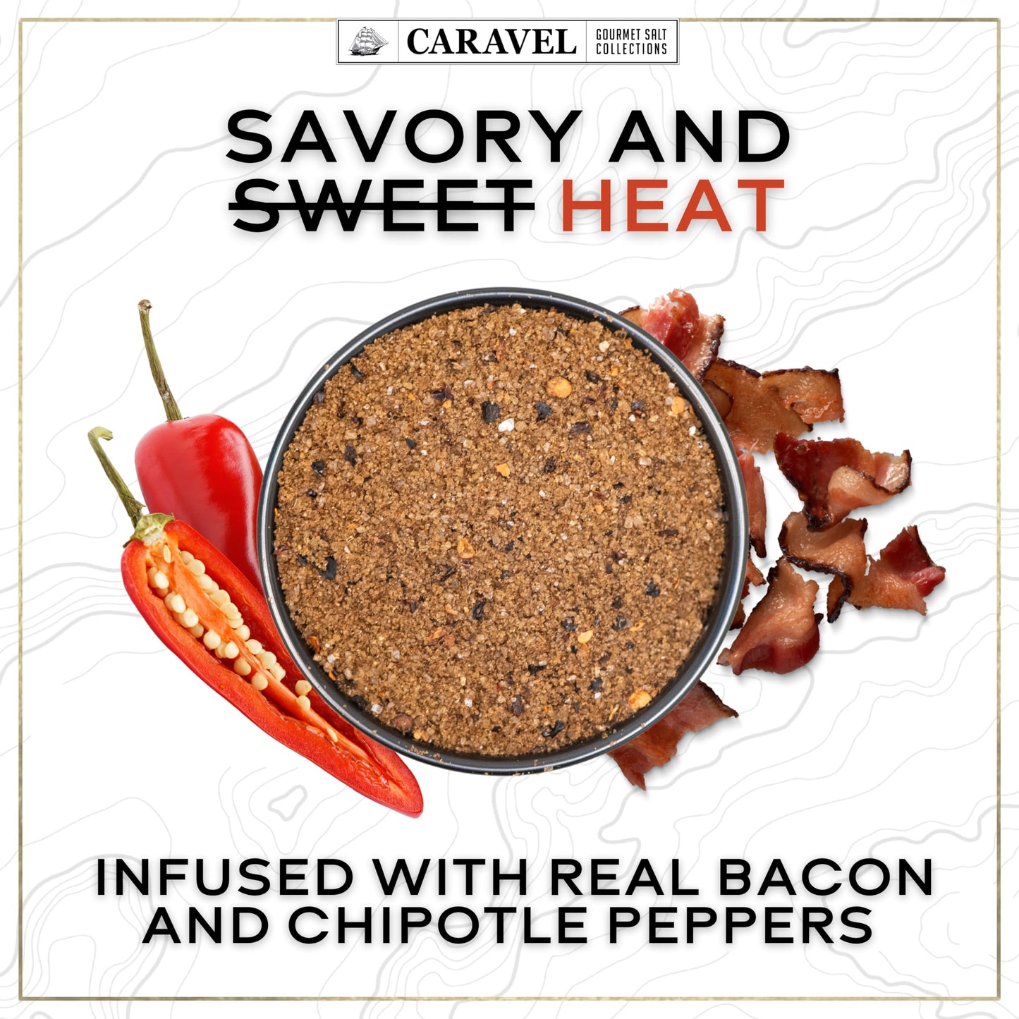 Caravel Gourmet Smoked Bacon Chipotle Sea Salt - All-Natural, 4 oz. Jar