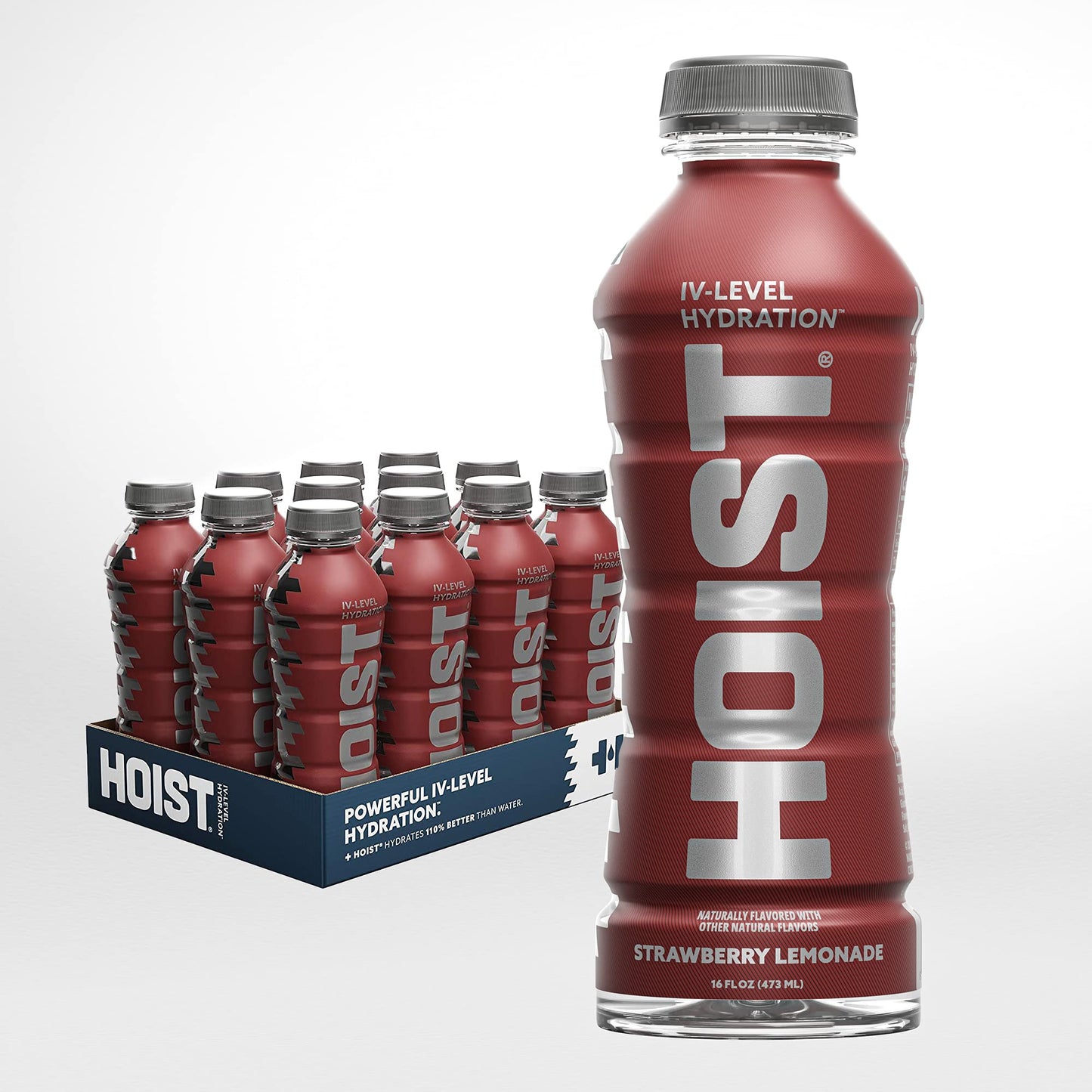 HOIST Premium Hydration Electrolyte Drink, Strawberry Lemonade, 16 Fl Oz (Pack of 12)