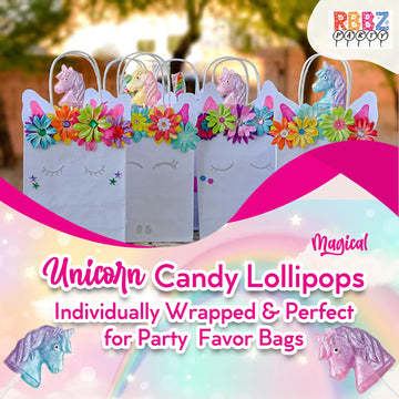 Unicorn Candy Lollipops - 12 Whimisical Pretty Suckers Individually Wrapped - Great For Unicorn Party Favors - Goodie Bags For K