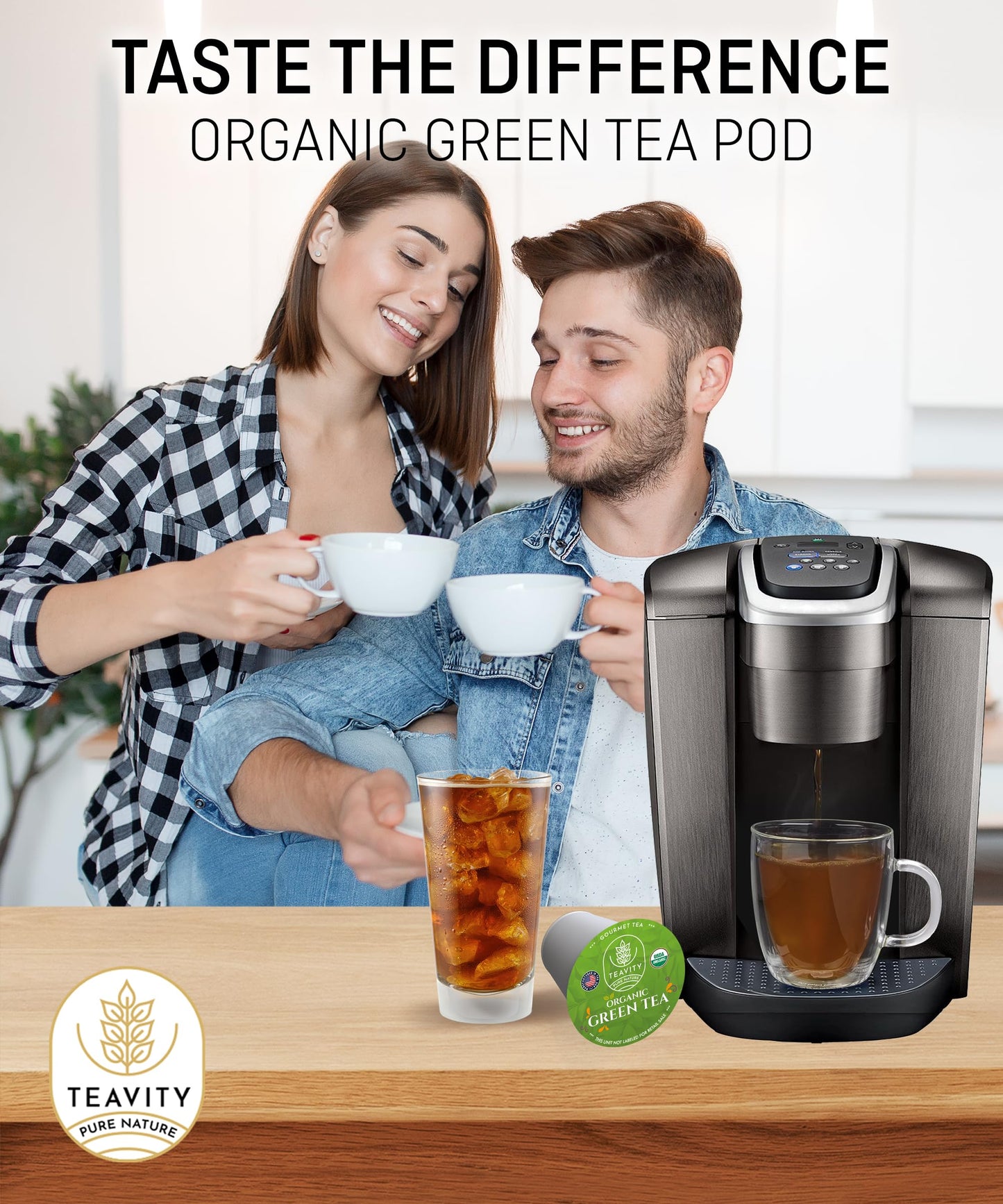 Teavity Organic Green Tea Pods for Keurig - Unsweetened - 12 Count