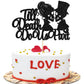 Gyufise Cake Topper Black Glitter Wedding Decoration, Valentines Day Theme, Model ZN0578-23-2, 1pc