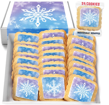 Snowflake Cookies Frozen in Individually Wrapped Snowfake Winter themed Theme Party Favors 24 Pack Bulk for Kids Birthday Party 