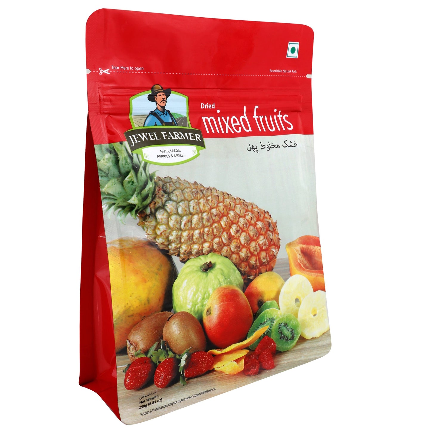 Jewel Farmer Dried Mixed Fruits With Mango, Papaya, Pineapple, Pomelo, Guava, Kiwi & Strawberry, Vitamin & Fiber Rich Fruitmix (