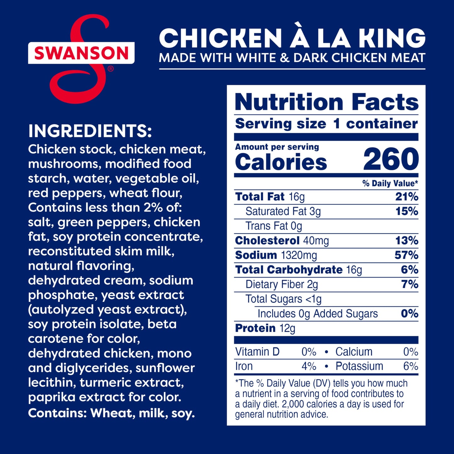 Swanson Canned Chicken a la King, White & Dark Meat, 10.5 OZ Can, Pack of 12 - Convenient & Delicious Meal Option