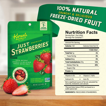 Karen'S Naturals Freeze-Dried Strawberries, 1.5Oz, Pack Of 12 - Flavor Packed Freeze Dried Fruit, Crunchy Strawberries, Healthy