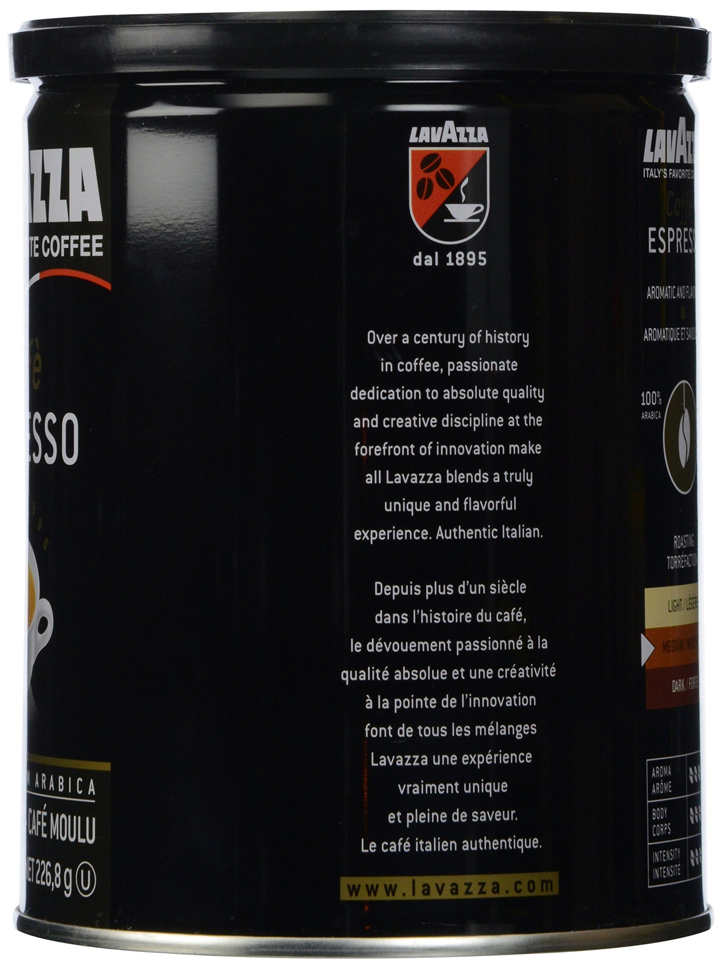 Lavazza Caffe Espresso Ground Coffee Blend, Medium Roast, 8-Ounce Can