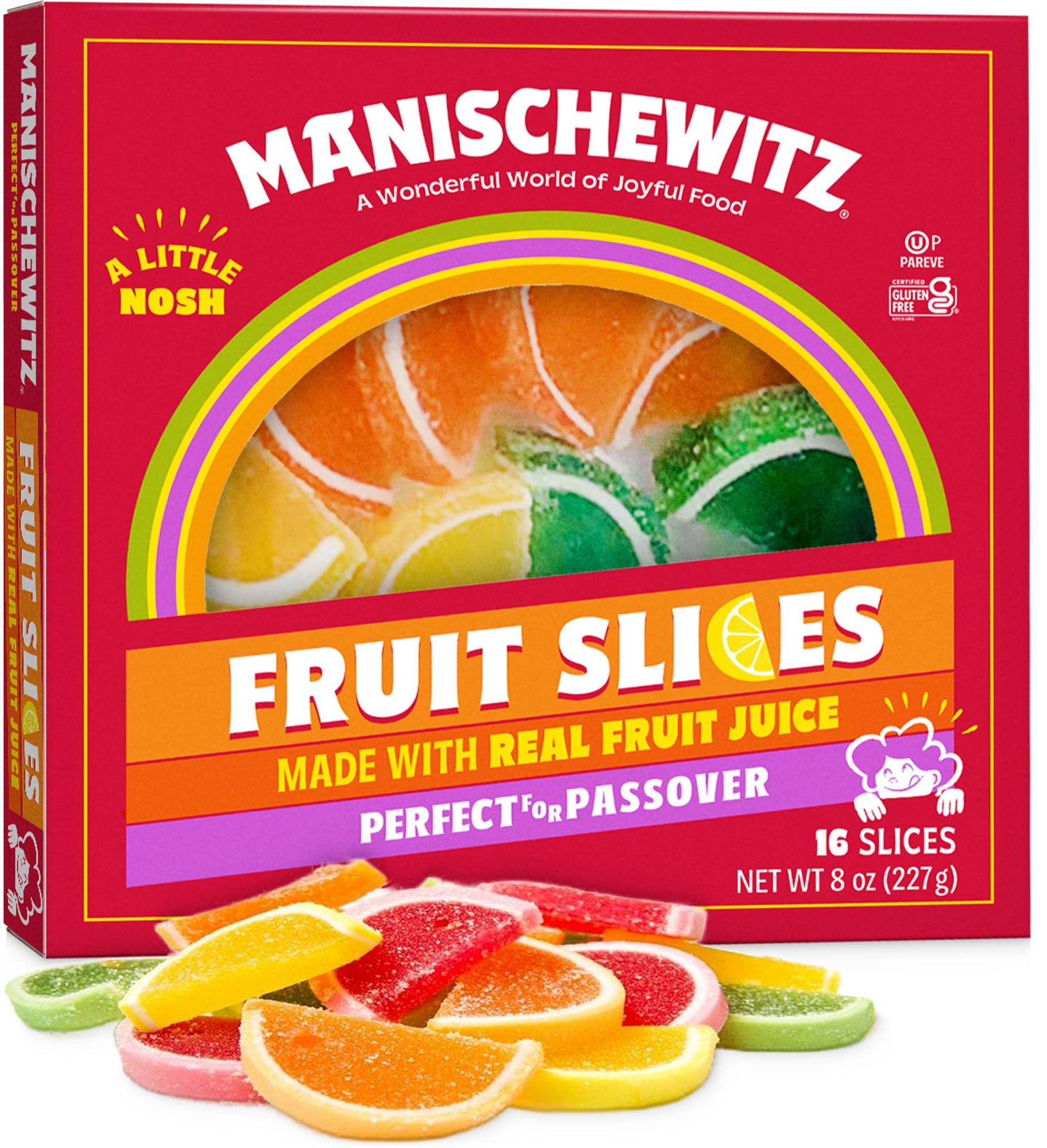 Manischewitz Candied Fruit Slices Gift Box, 8oz, Gluten Free, No High Fructose Corn Syrup, Kosher for Passover & Year Round Use