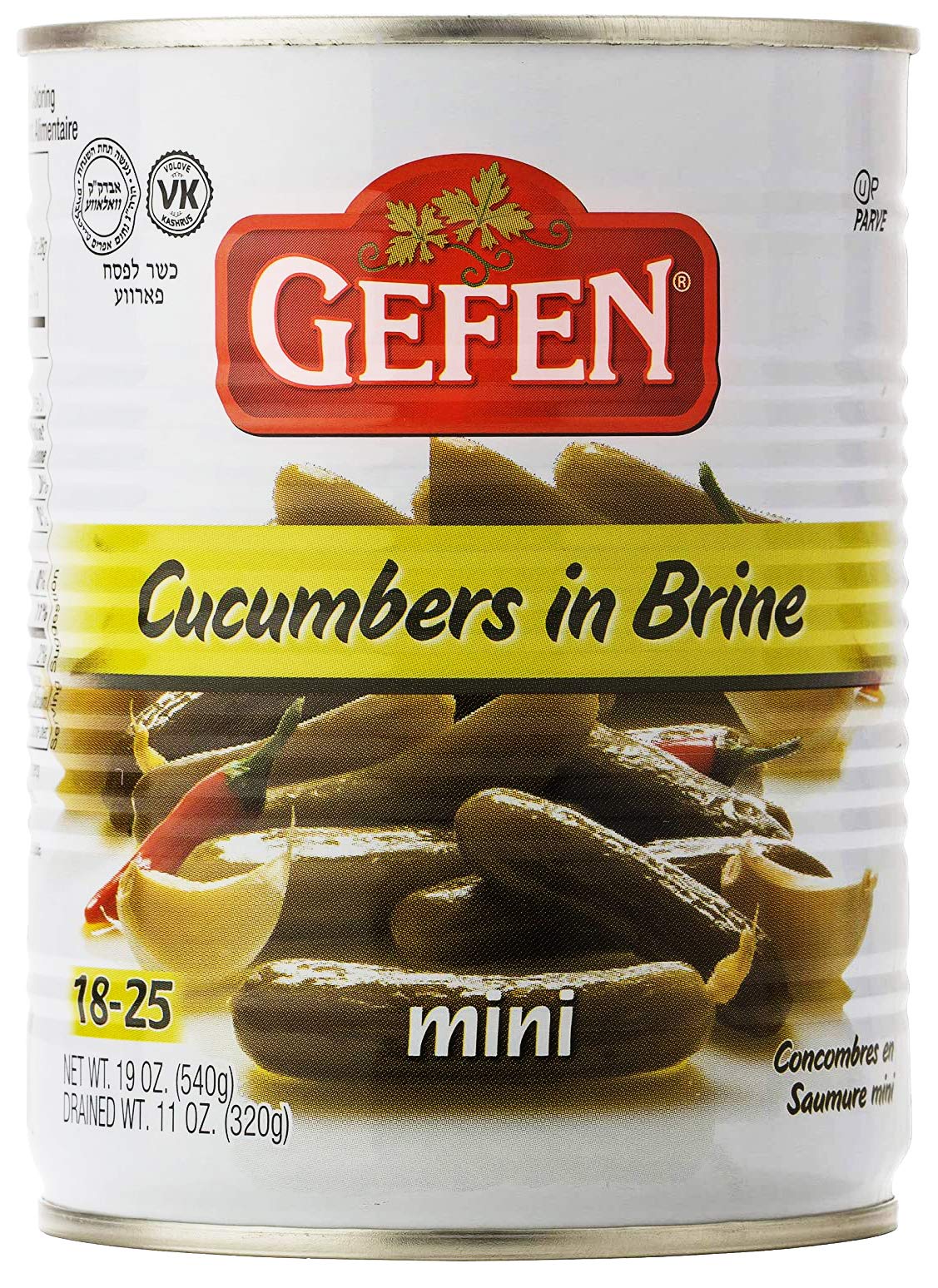 Gefen Mini Pickled Cucumber In Brine, 19Oz (2 Pack)