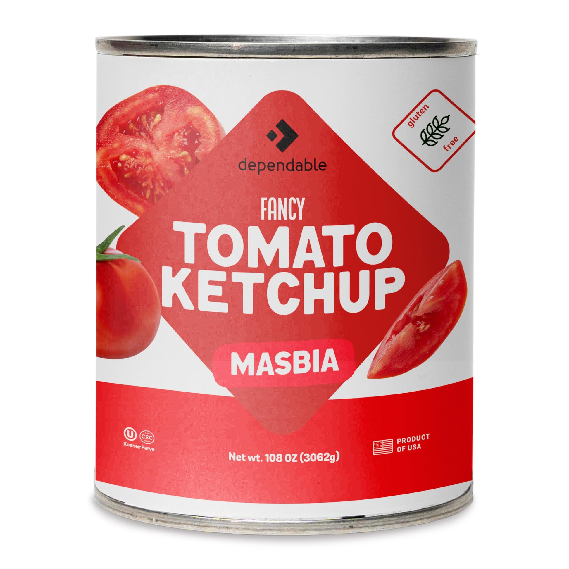 Dependable Foods Tomato Ketchup - 7.188 Lbs., 115oz.- Fancy Tomato Ketchup in Bulk Can - Gluten-Free, Vegan, Kosher