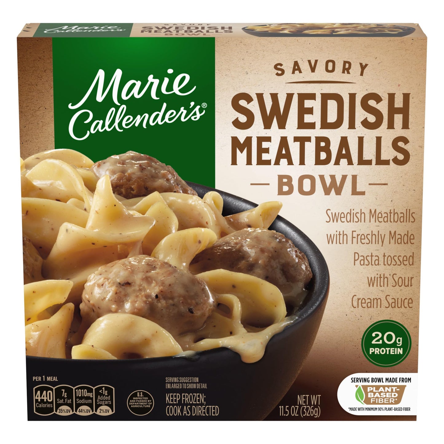 Marie Callenders Swedish Meatballs Bowl, Convenient Microwave Meal, Frozen Meal, 11.5 OZ