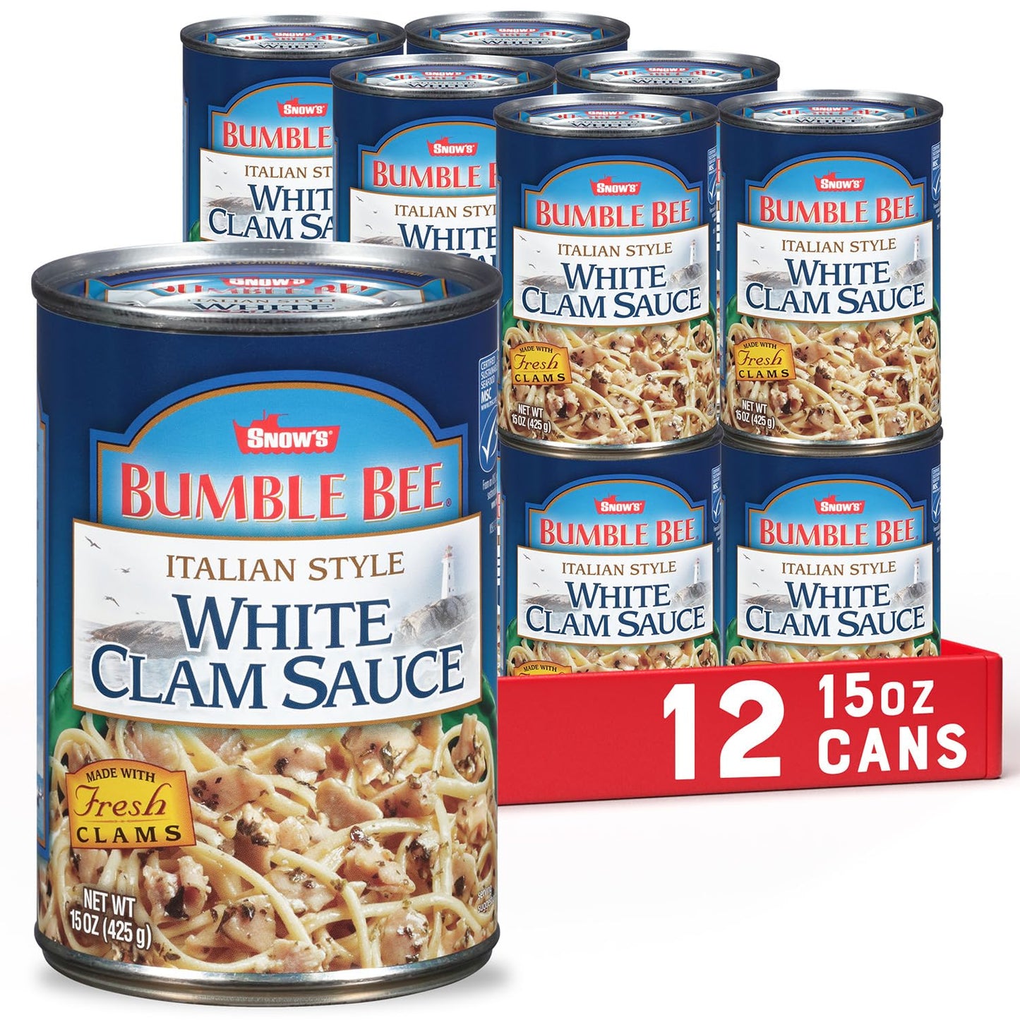 Snow s Italian Style White Clam Sauce, 15 Ounce (Pack of 12) - Authentic Italian Clam Sauce - Made with Fresh Clams, Garlic & S