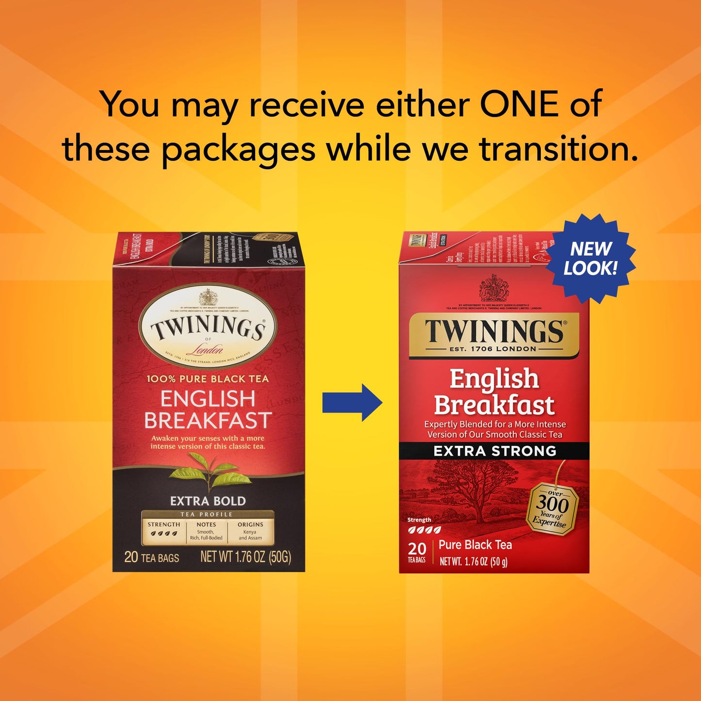 Twinings Extra Bold English Breakfast Individually Wrapped Tea Bags, 20 Count (Pack Of 6), Caffeinated, Robust Black Tea, Enjoy Hot Or Iced