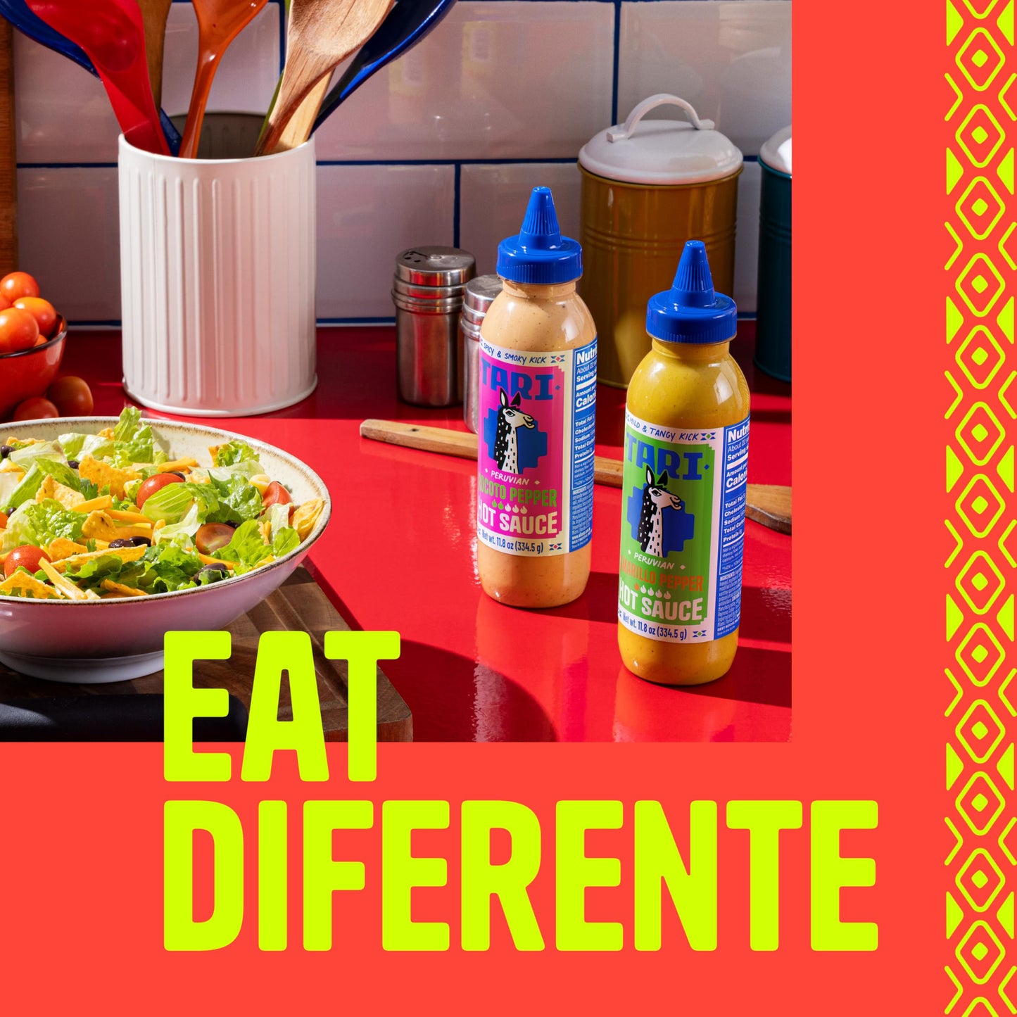 Tari Peruvian Hot Sauces, Two-Pack, Aji Amarillo Pepper Sauce & Aji Rocoto Pepper Sauce Flavors, Perfect for Burgers, Tacos, Egg