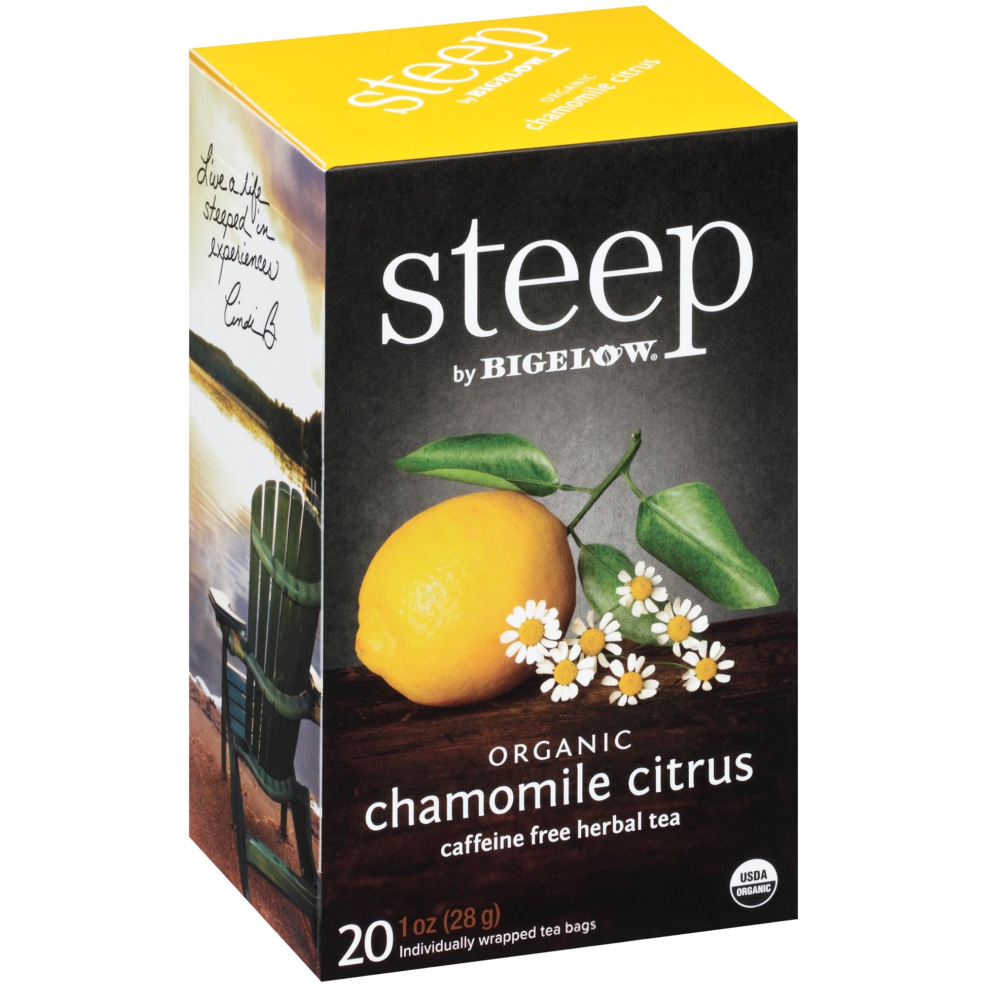 Bigelow Tea Organic Chamomile Citrus Herbal Tea, Caffeine Free, 120 Total Tea Bags (20 Count Pack of 6)