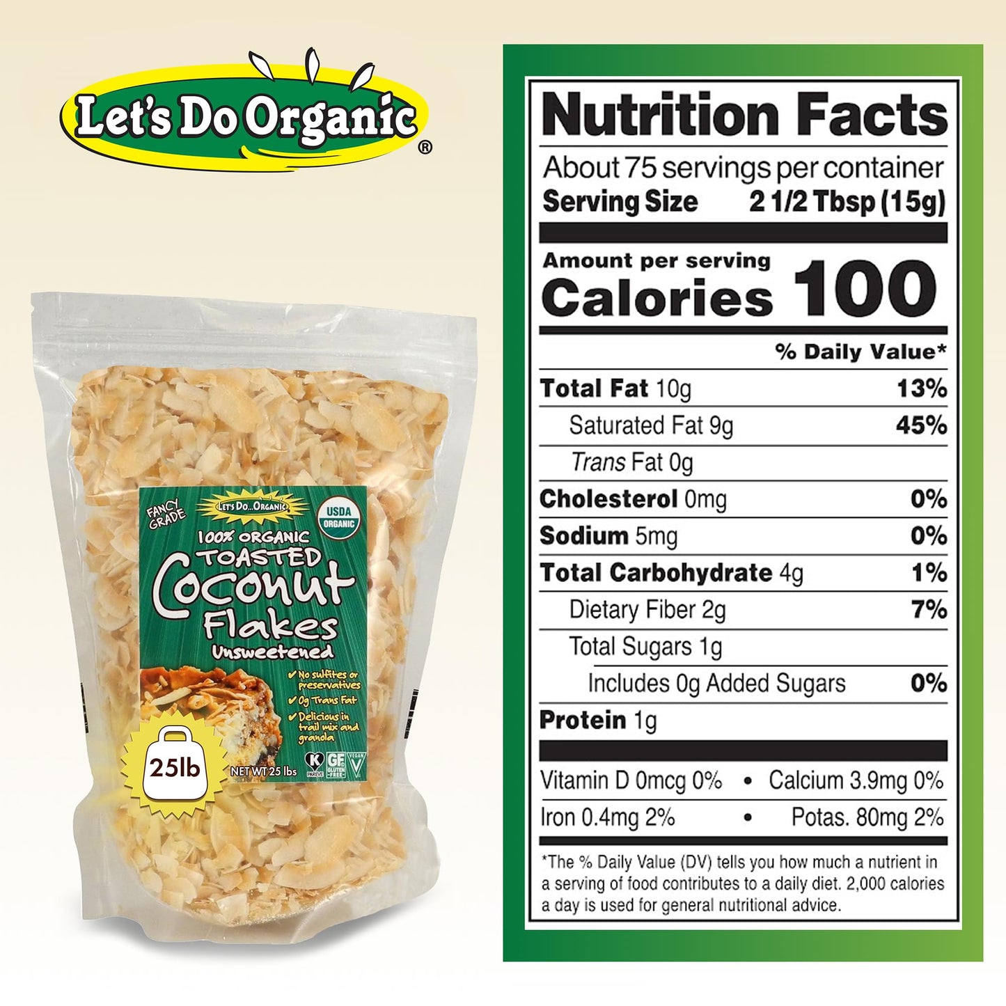 Let'S Do Organic Unsweetened Coconut Flakes - Coconut Flakes Unsweetened Organic, Organic Coconut Flakes, Organic Flake Coconut,