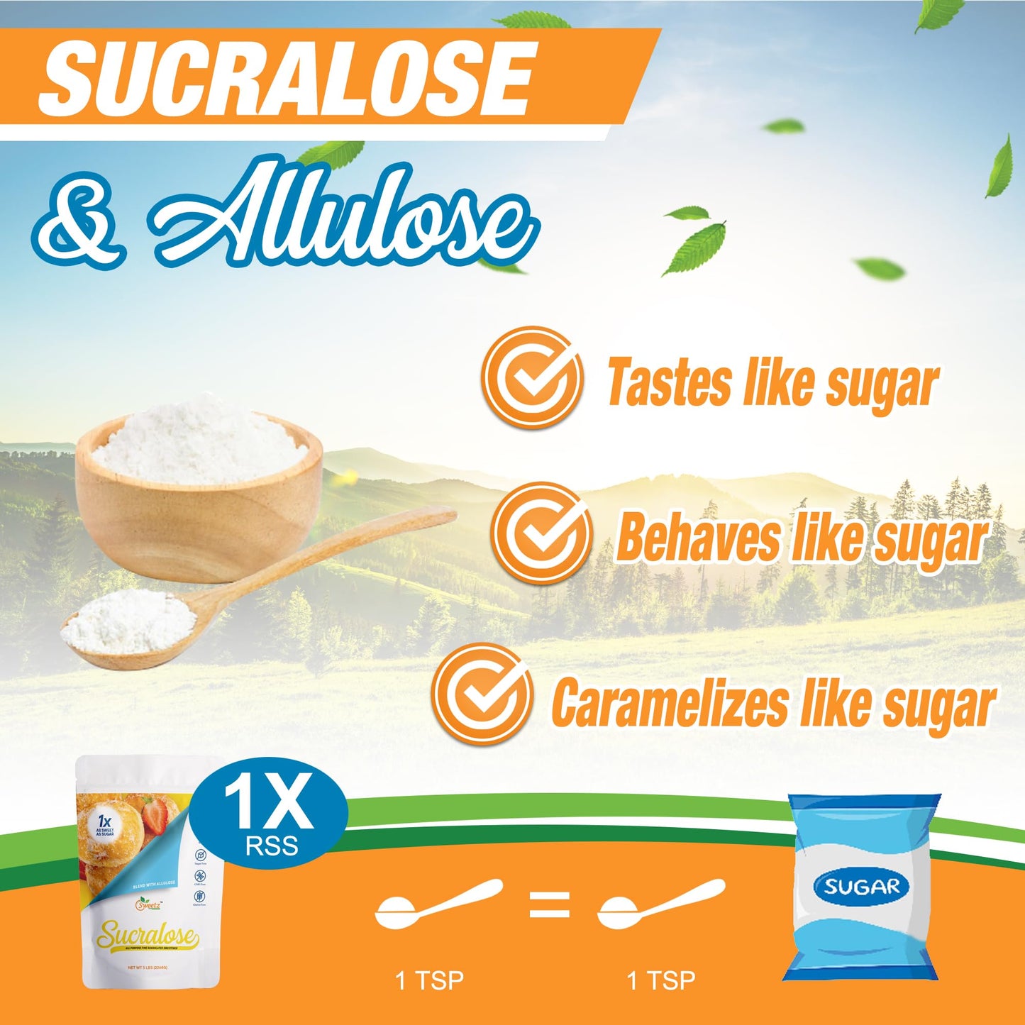 G-Sweetz Allulose Sucralose Blend Sweetener - Zero Calorie, 5-LB, Sugar-Free, Low Carb Keto Friendly, 567 Total Servings