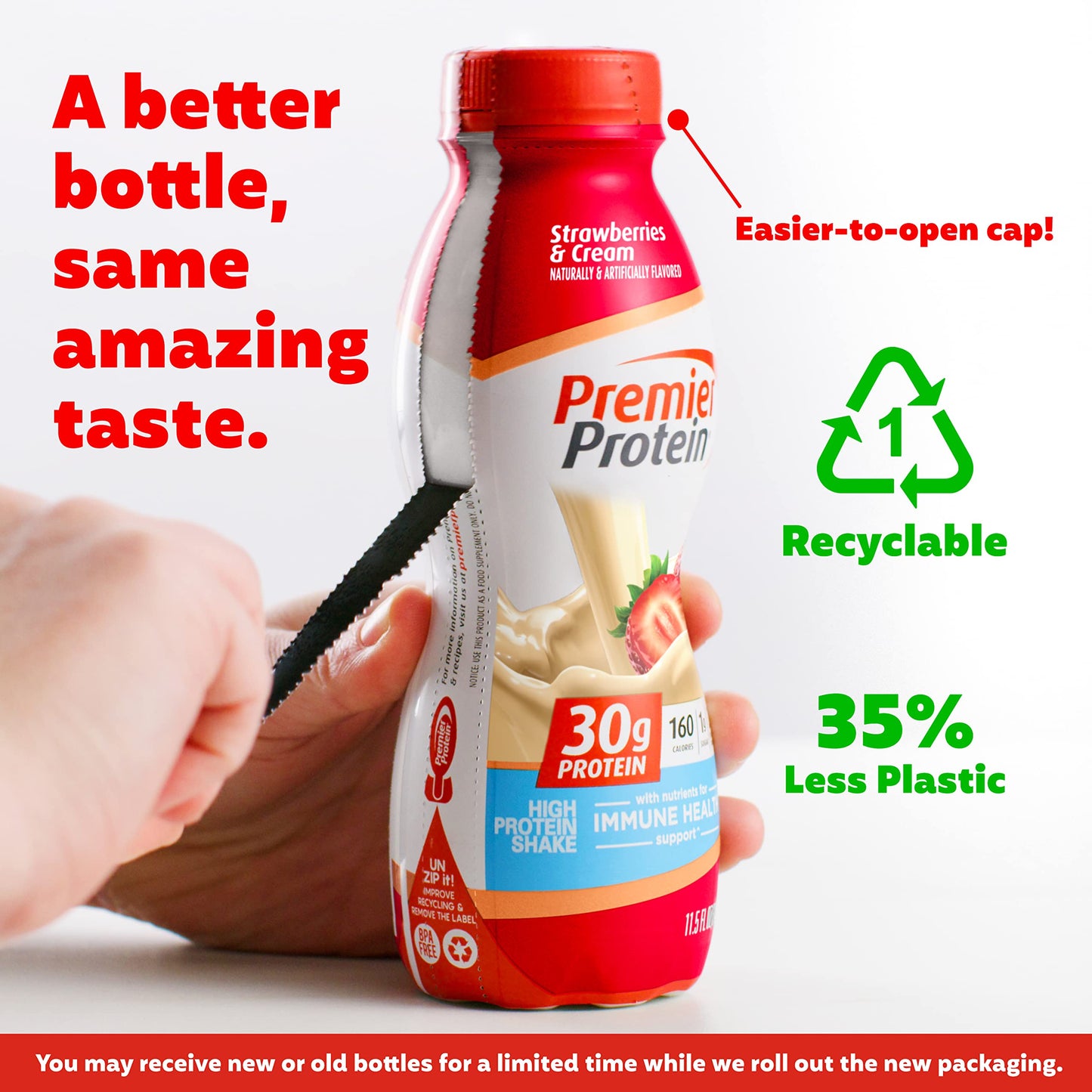 Premier Protein Liquid Protein Shake -24 Vitamins & Minerals/Nutrients to Support Immune Health, Strawberries, 11.5 Fl Oz Bottle