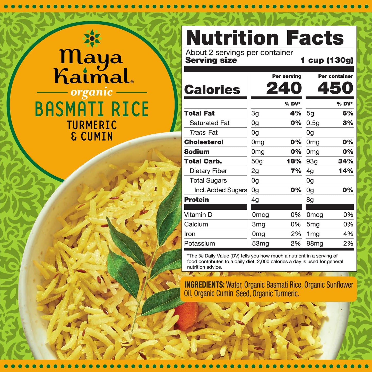MAYA KAIMAL Organic Turmeric & Cumin Basmati Rice, 8.5 OZ