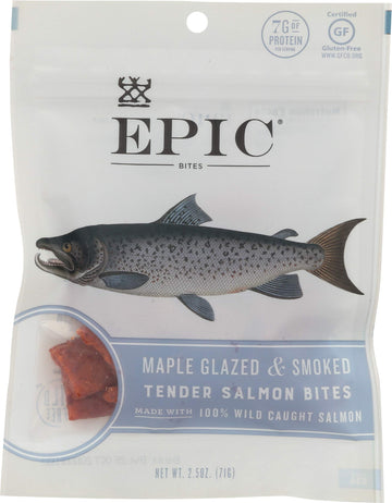 Epic Jerky Bites, 100% Wild Caught, Alaskan Salmon, Maple With Coconut Oil, 2.5 Ounce