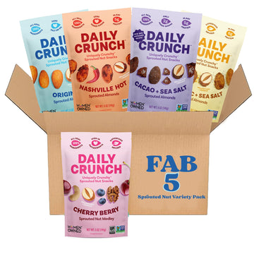Daily Crunch Sprouted Almonds, 5 Ounce Resealable Bags (Family Pack, 5 Pack) (Packaging May Vary, Contains: Original Sprouted, C